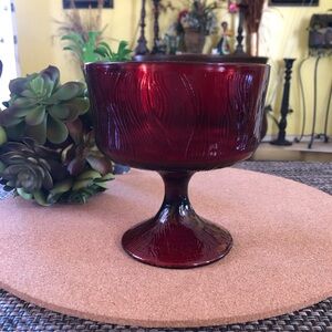 Mid Century Red Compote Dish
